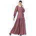 Front open abaya with a belt- Puce Pink
